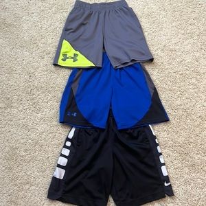 Bundle of 3 Under Armour and Nike shorts size 6 used
